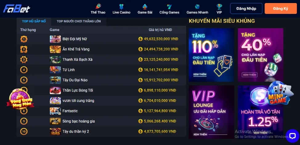 Thưởng nạp lại cho thành viên 79kinh login